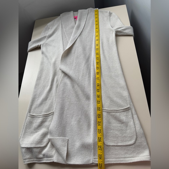 Lilly Pulitzer Heathered Beige Open Front Knit Cardigan Sweater Women's XXS - Picture 9 of 13